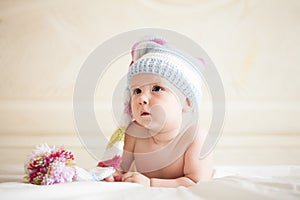 Baby in crochet hat