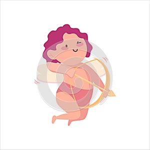 Baby cupid with arrow and bow. illustration, cute cartoon character, Valentine's day.