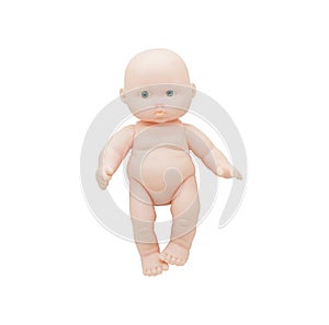 The Baby cute dolls with a blue eyes , virtual toys made of rubber isolated on white background.