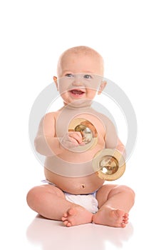 Baby cymbal player portrait photo