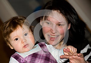 Baby daughter with mother.