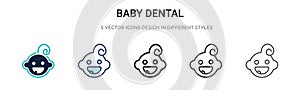 Baby dental icon in filled, thin line, outline and stroke style. Vector illustration of two colored and black baby dental vector