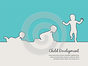 Baby development icon, child growth stages. toddler milestones of first year