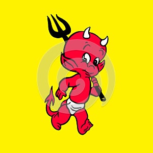 Baby Devil Cartoon Vector Illustration Logo