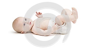 Baby in diaper isolated on white background