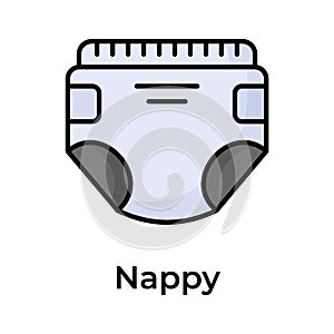 Baby diaper, premium icon of baby nappy in modern style