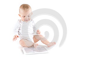 Baby with digital tablet