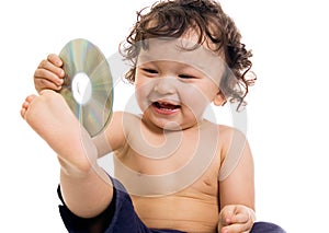 Baby with disk.