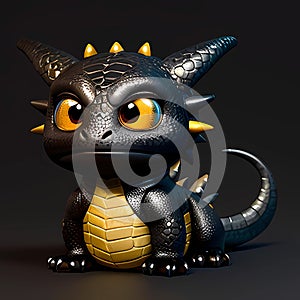 Baby Dragon, big eyes, black with yellow belly