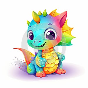 Baby dragon bundle for coloring page. Cute baby dragon set, smiling and sitting on a white background. Colorful baby dragons