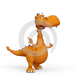Baby dragon cartoon is talking about in a white background