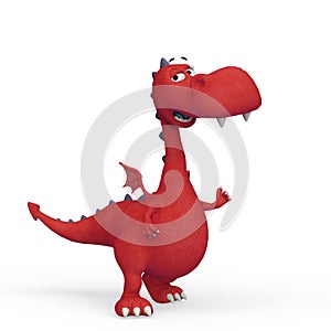 Baby dragon cartoon is talking about in a white background