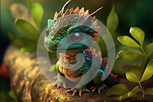 Baby dragon in forest