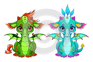 Baby dragons with cute eyes and smile