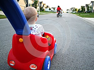 Baby driving car