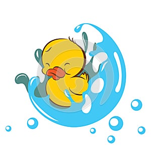 Baby duck in splashed bubble