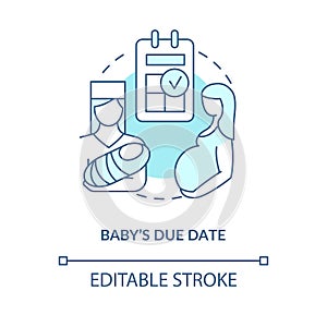 Baby due date blue concept icon