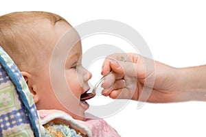 Baby eat on isolated background