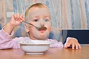 Baby eat with spoon