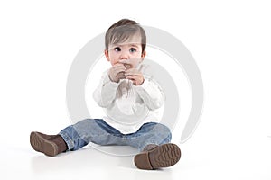 Baby eating chocolate