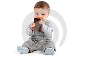 Baby eating chocolate
