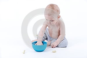 Baby eating the crisps