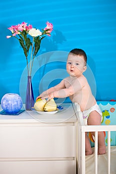 Baby eating fruits