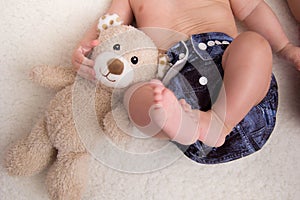 Baby with eco cloth diaper