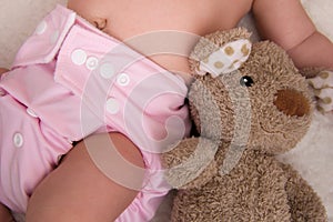 Baby with eco cloth diaper