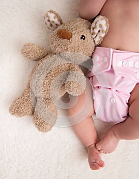 Baby with eco cloth diaper