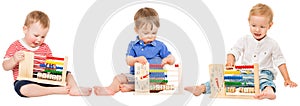 Baby Education, Children Playing Abacus, Kids Learning Math