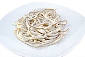 Baby eels or elver substitute in garlic sauce