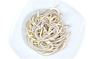 Baby eels or elver substitute in garlic sauce