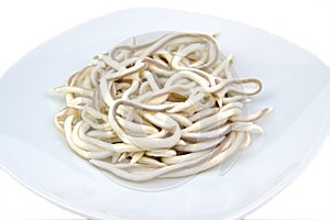 Baby eels or elver substitute in garlic sauce photo