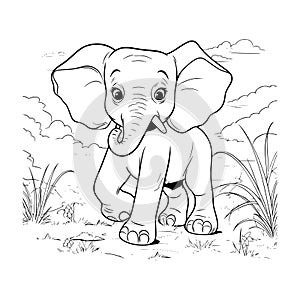Baby Elephant Coloring Page Drawing For Kids