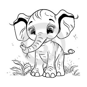 Baby Elephant Coloring Page Drawing For Kids