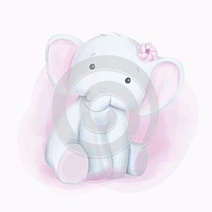Baby Elephant Curious Look watercolor