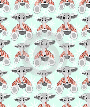 Baby elephant pattern for kids. Cute animals background. Seamless fashionable print. - illustration