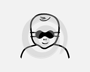 Baby Eye Protection Blind Infant Toodler Child Goggles Black White Silhouette Symbol Icon Vector
