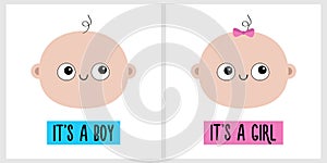Baby face icon set. Kid head. Little girl boy infant. Human child toddler. Its a girl boy. Cute cartoon kawaii funny character.