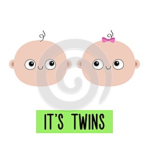 Baby face icon set. Kid head. Little girl boy infant. Human child toddler. Its twins. Cute cartoon kawaii funny character.