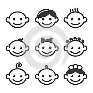 Baby Face Icons Set