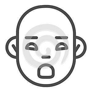 Baby face line icon. Cute children boy head outline style pictogram on white background. Newborn face with open mouth