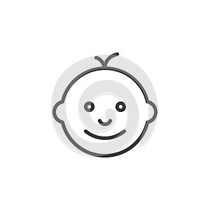 Baby face line icon, outline vector sign