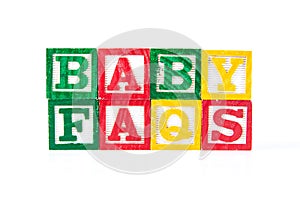 Baby FAQS - Alphabet Baby Blocks on white