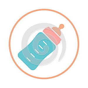 Baby feeding bottle icon in the circle