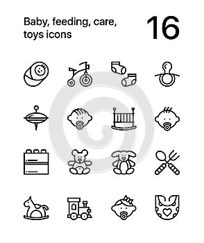 Baby, feeding, care, toys icons for web and mobile design pack 2