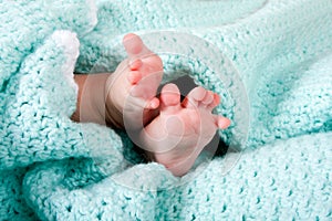 Baby feet in blanket