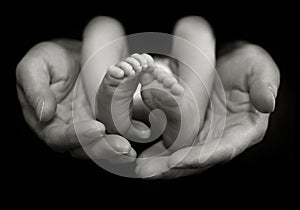 Baby Feet in Fathers Hands