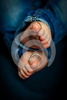 Baby feet. Happy Family concept. Beautiful conceptual image of Maternity